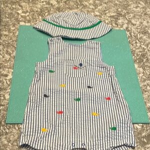 Striped Kids Romper and Hat Set